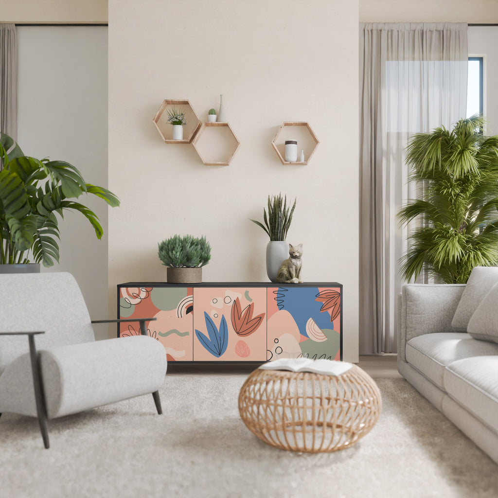 PASTEL DESTINY 3-Door Sideboard in Black Finish