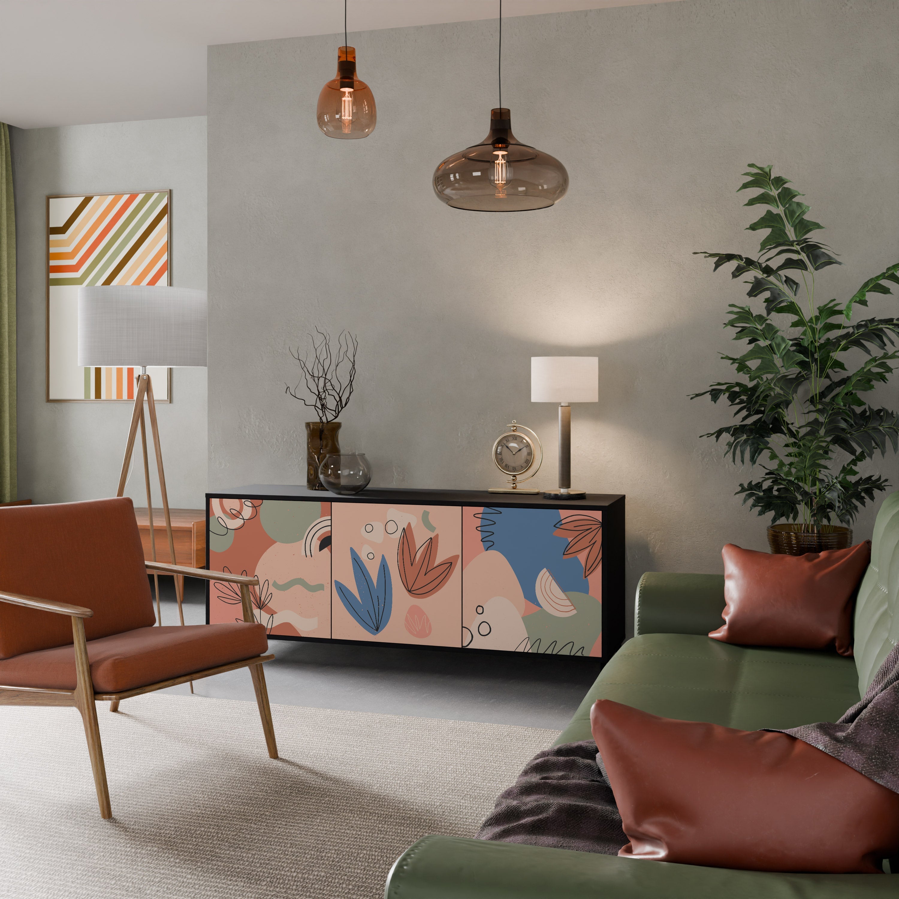 PASTEL DESTINY 3-Door Sideboard in Black Finish