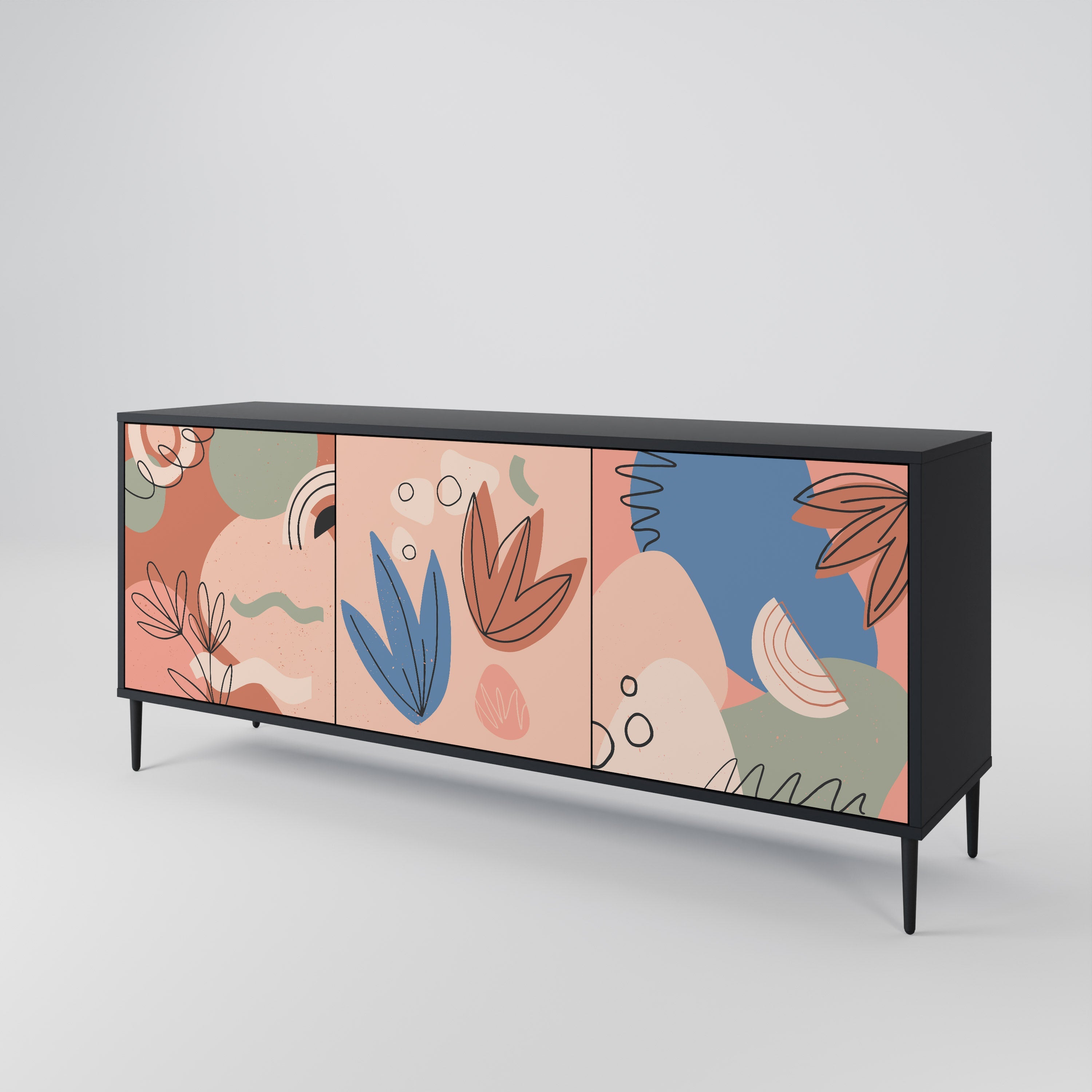 PASTEL DESTINY 3-Door Sideboard in Black Finish