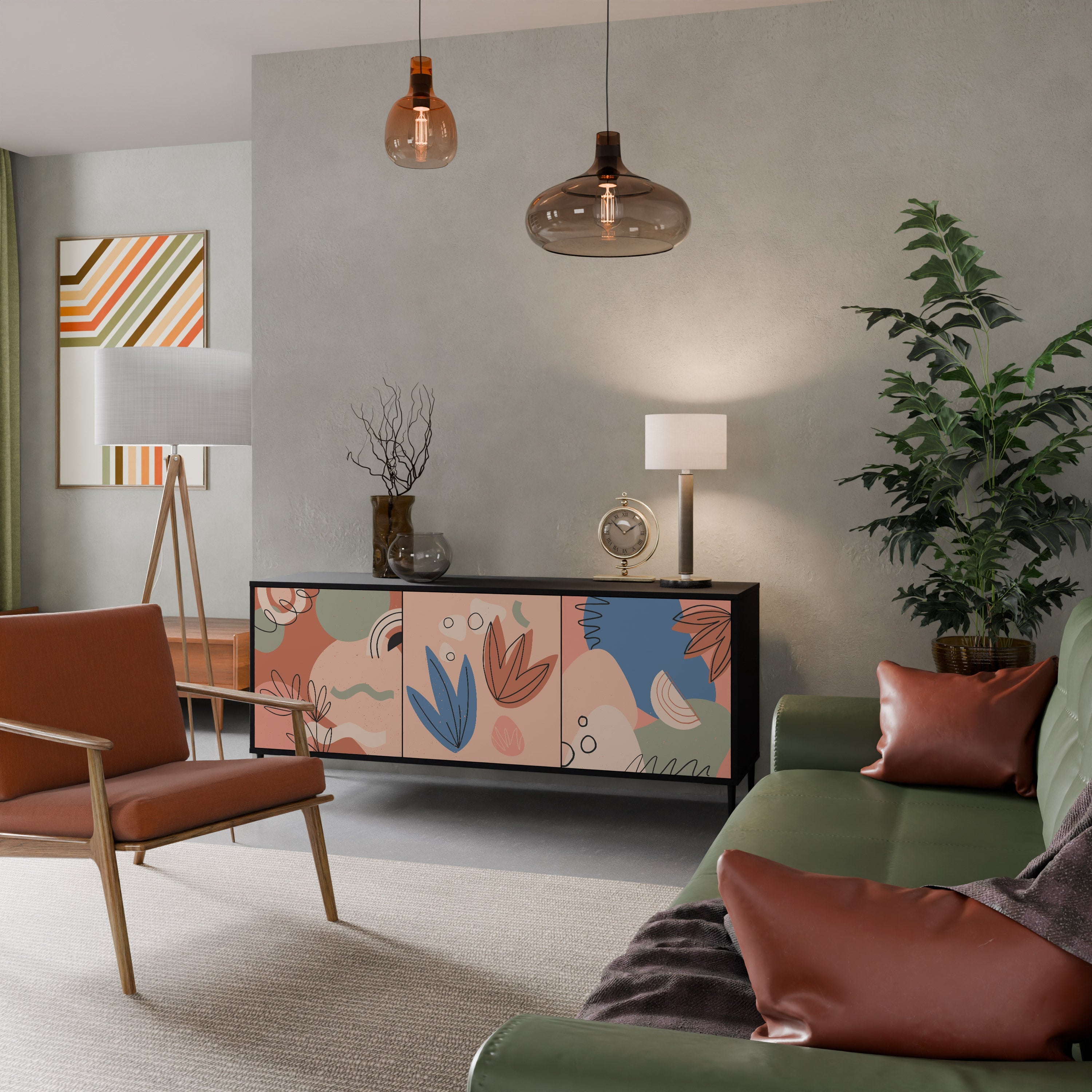 PASTEL DESTINY 3-Door Sideboard in Black Finish