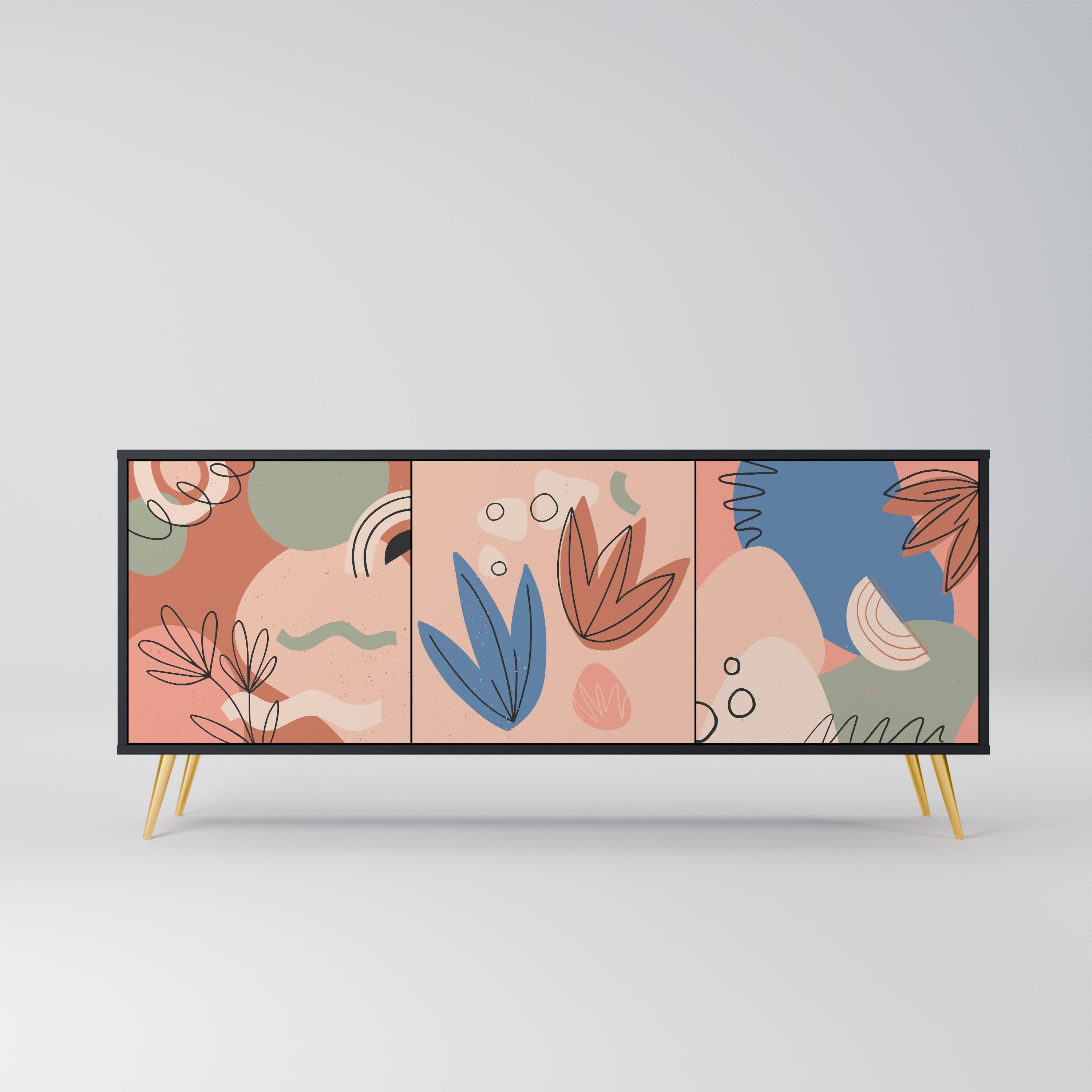 PASTEL DESTINY 3-Door Sideboard in Black Finish