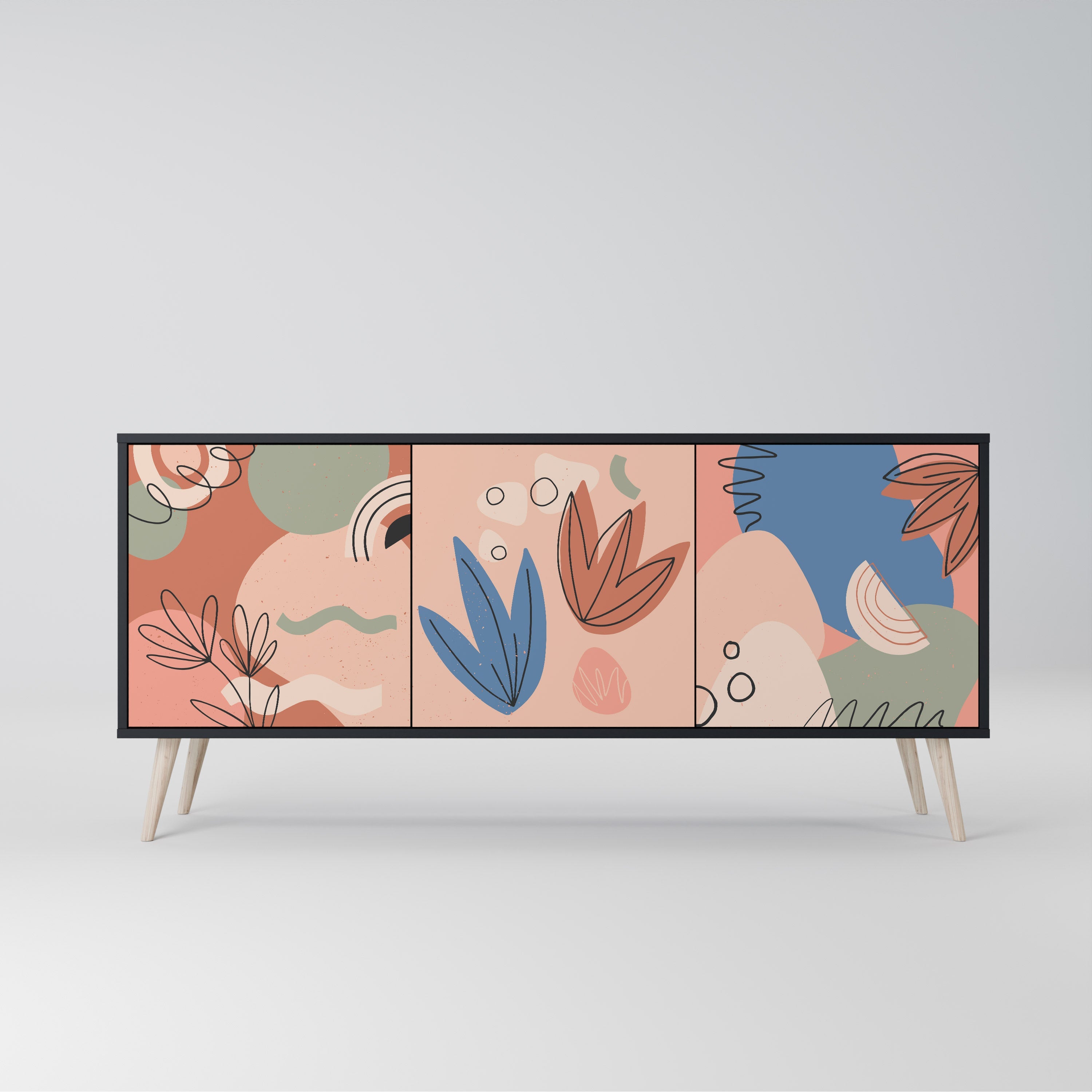 PASTEL DESTINY 3-Door Sideboard in Black Finish