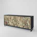 HERBAL GRACE 3-Door Sideboard in Black Finish