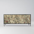 HERBAL GRACE 3-Door Sideboard in Black Finish