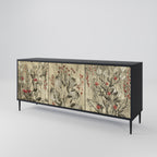 HERBAL GRACE 3-Door Sideboard in Black Finish