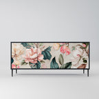FLORAL GRACE 3-Door Sideboard in Black Finish