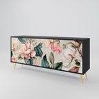 FLORAL GRACE 3-Door Sideboard in Black Finish