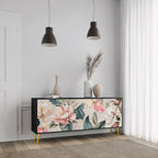 FLORAL GRACE 3-Door Sideboard in Black Finish