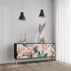FLORAL GRACE 3-Door Sideboard in Black Finish