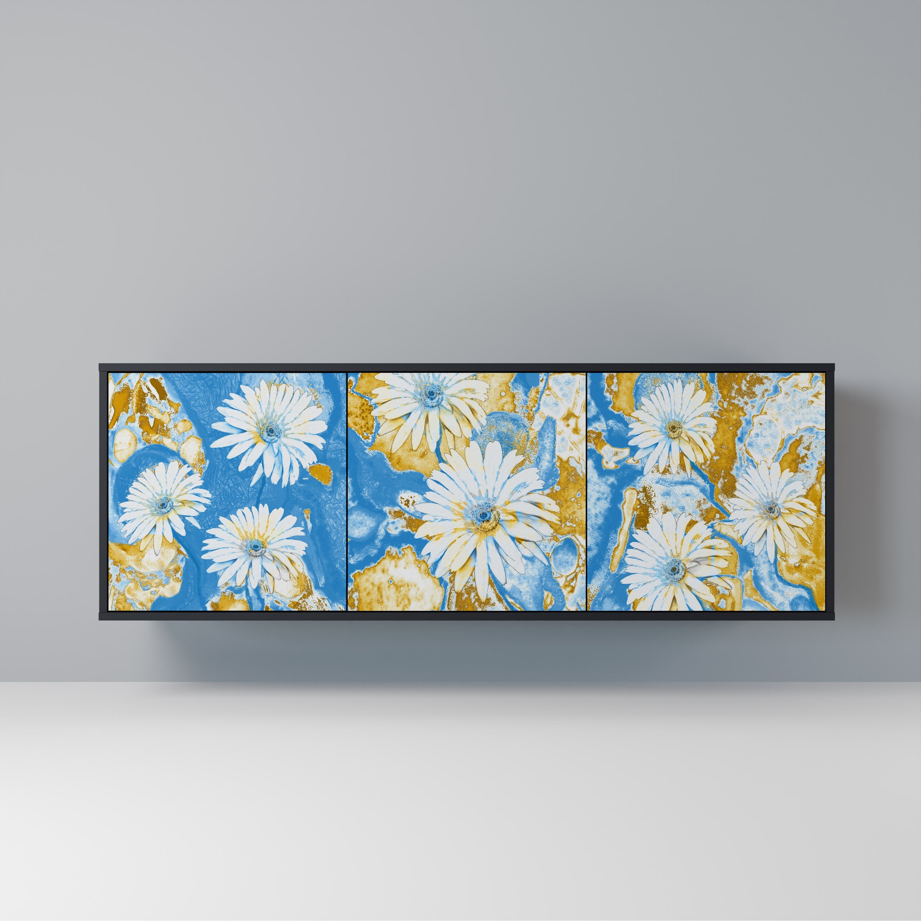 DAISY LUXE 3-Door Sideboard in Black Finish