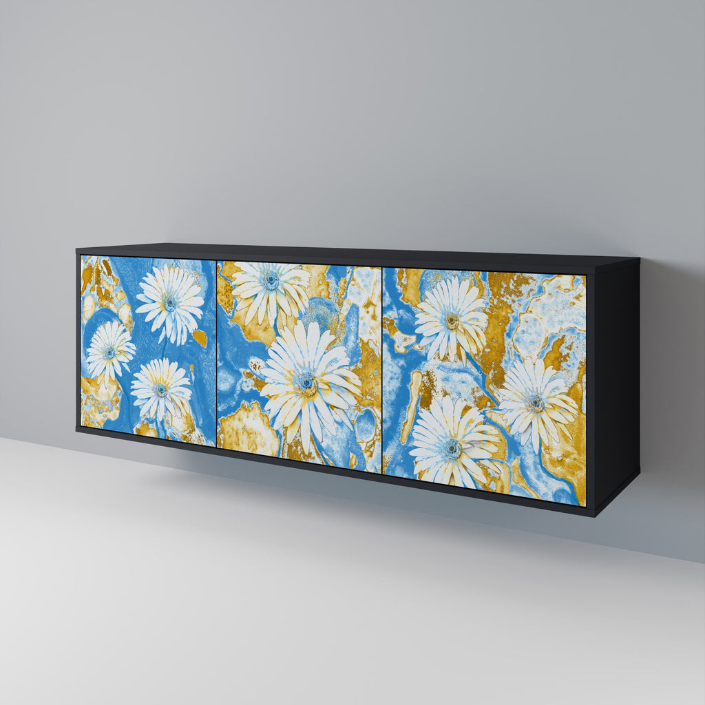 DAISY LUXE 3-Door Sideboard in Black Finish