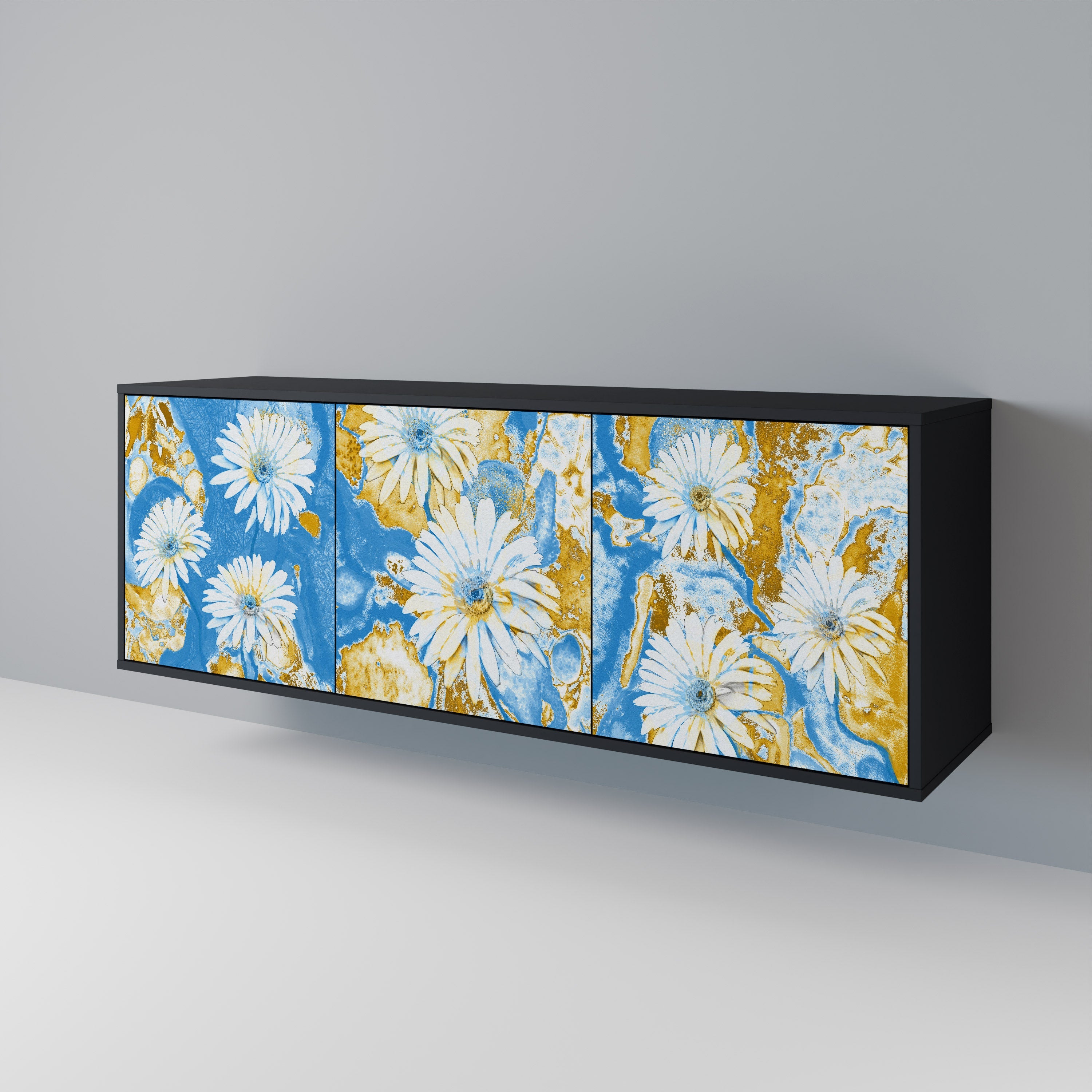 DAISY LUXE 3-Door Sideboard in Black Finish