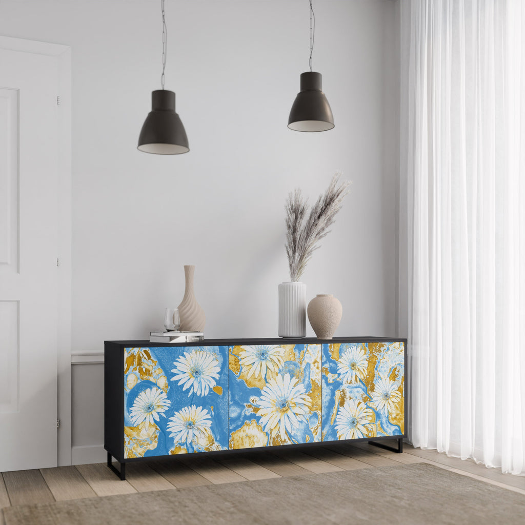 DAISY LUXE 3-Door Sideboard in Black Finish