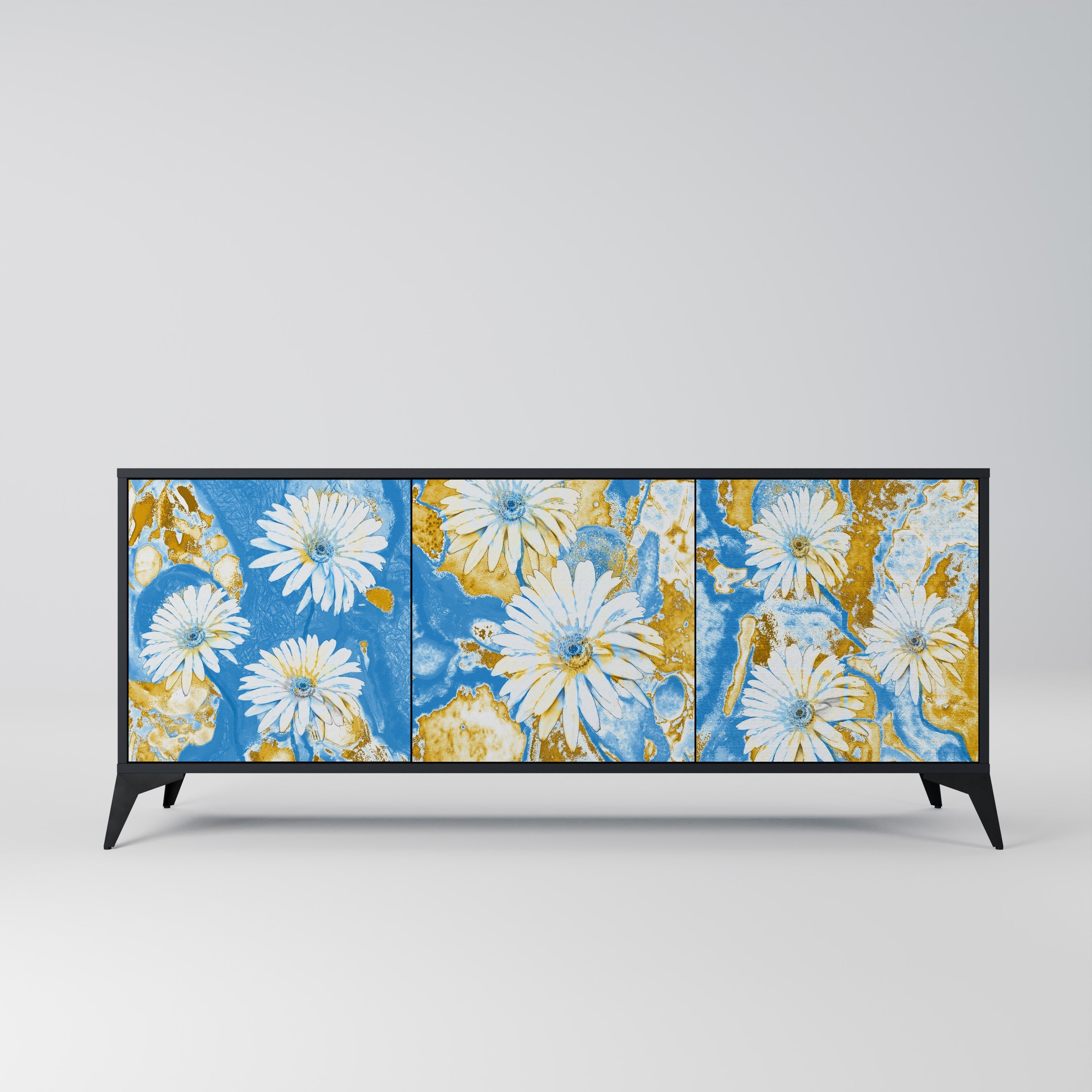 DAISY LUXE 3-Door Sideboard in Black Finish