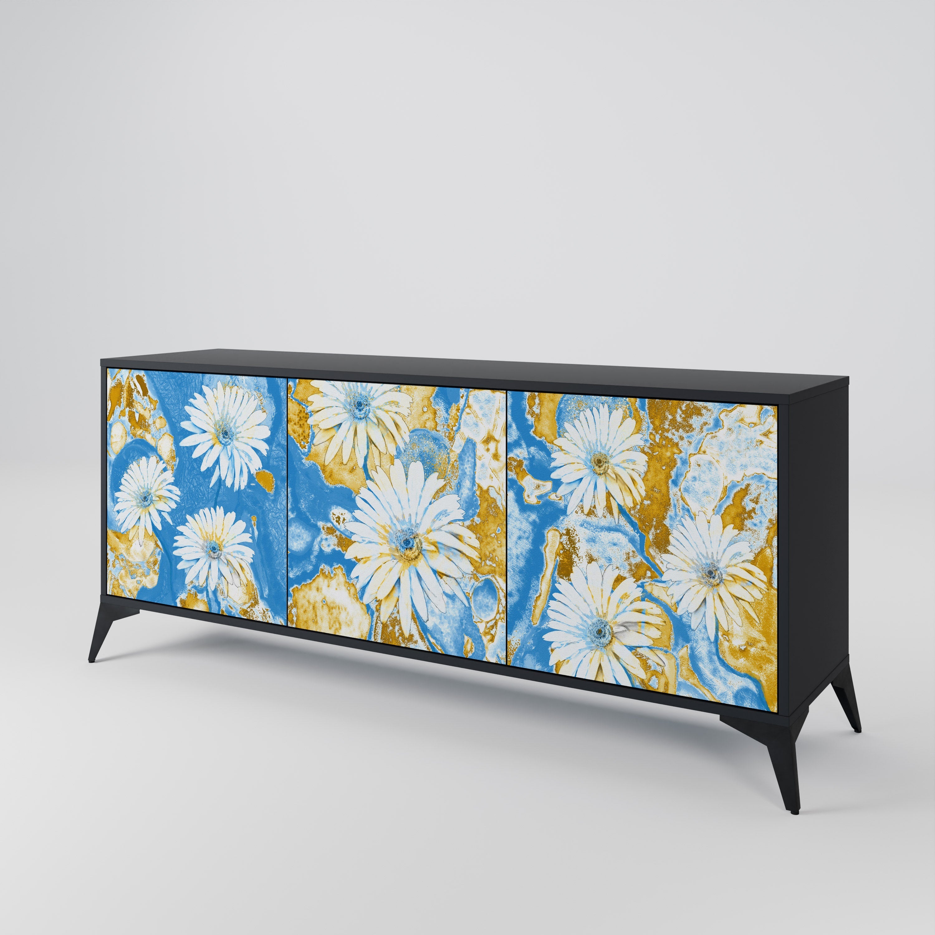 DAISY LUXE 3-Door Sideboard in Black Finish
