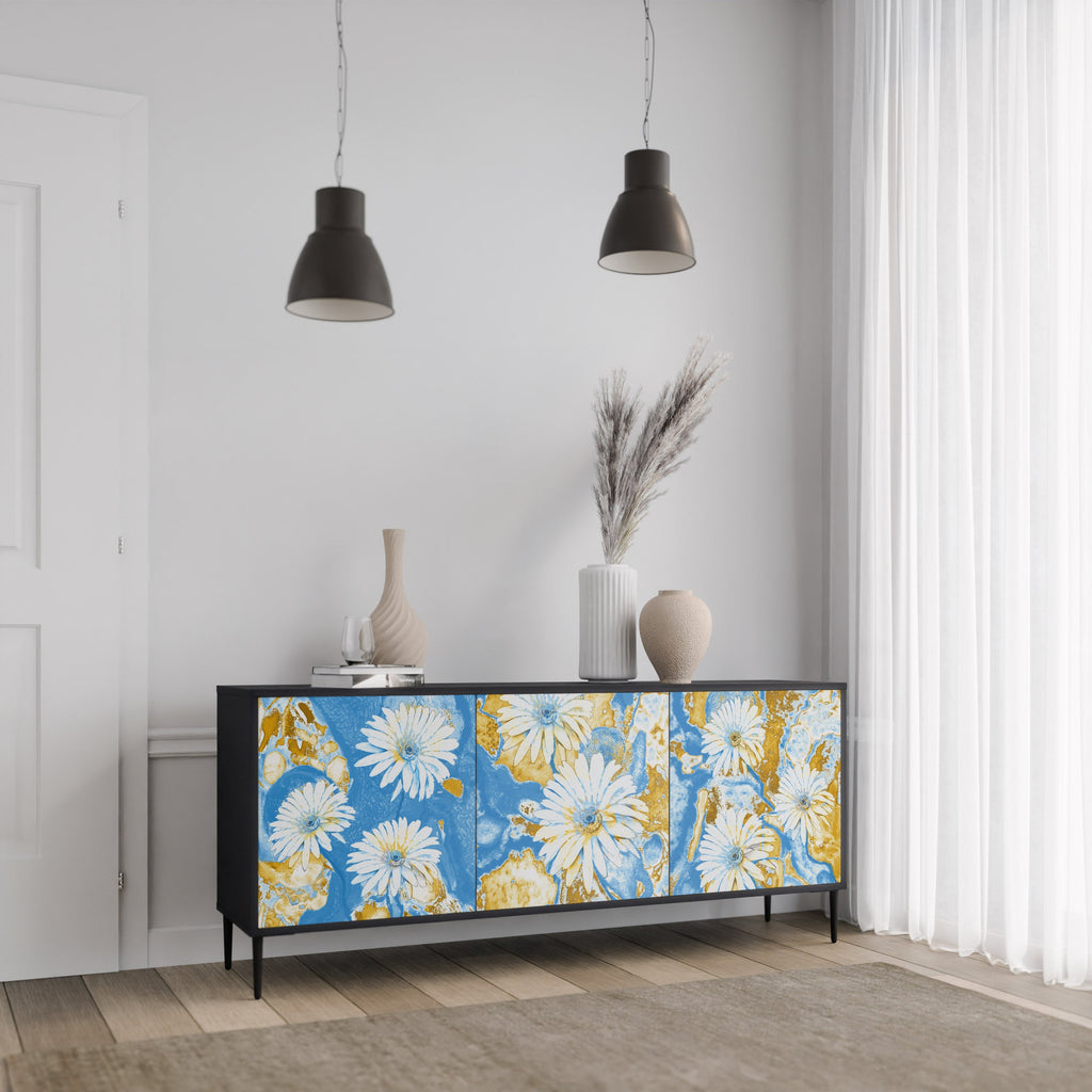 DAISY LUXE 3-Door Sideboard in Black Finish