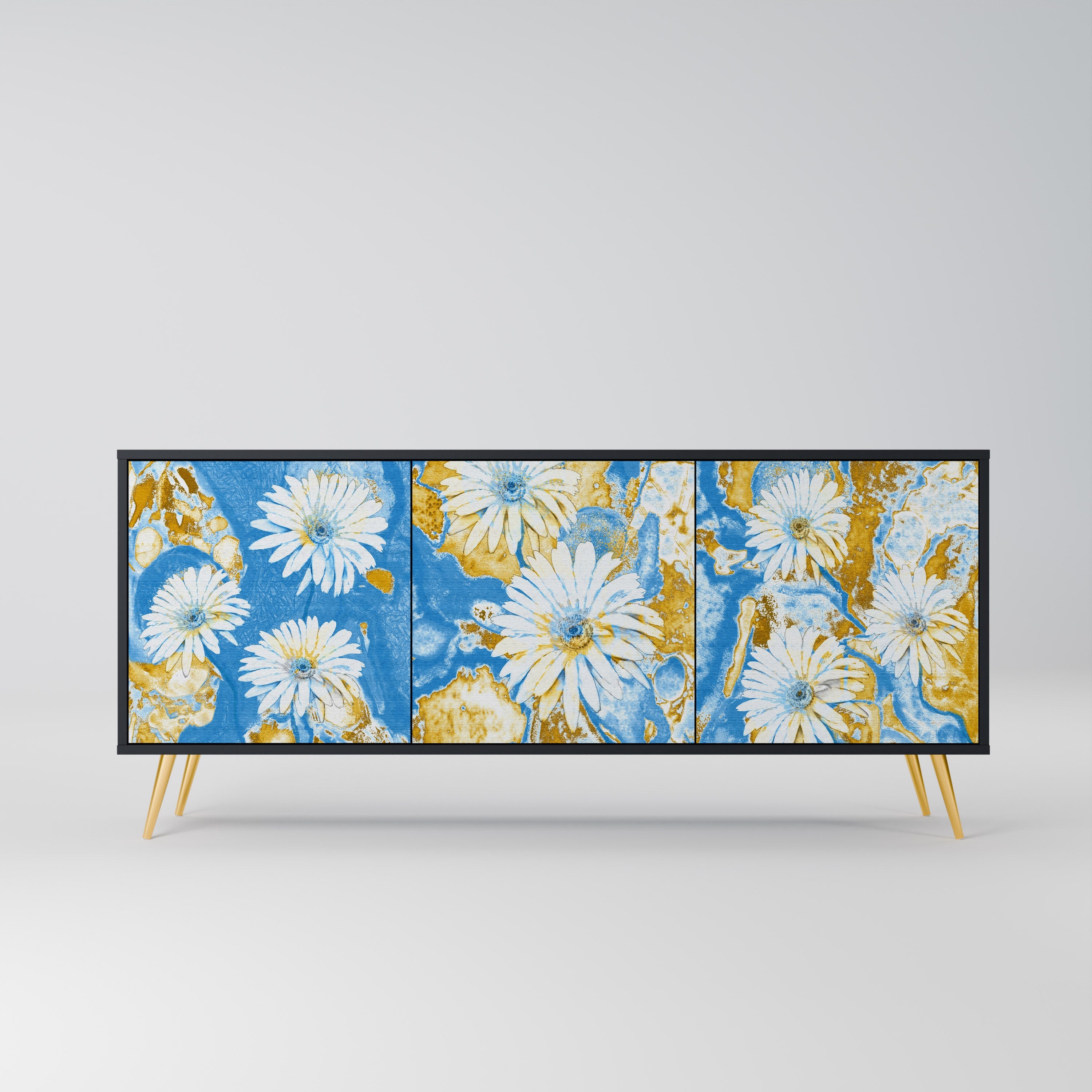 DAISY LUXE 3-Door Sideboard in Black Finish