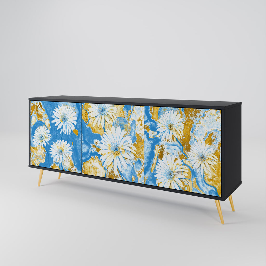 DAISY LUXE 3-Door Sideboard in Black Finish