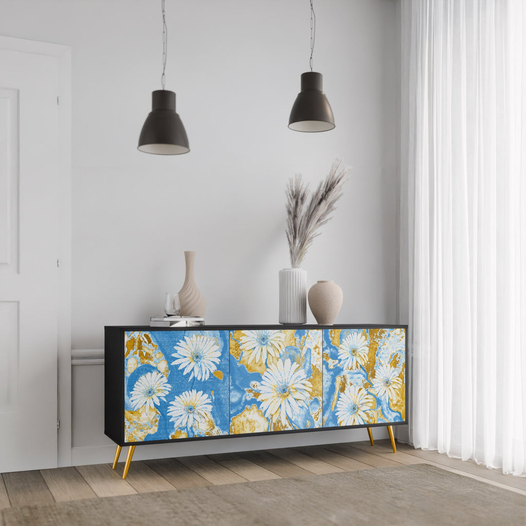 DAISY LUXE 3-Door Sideboard in Black Finish