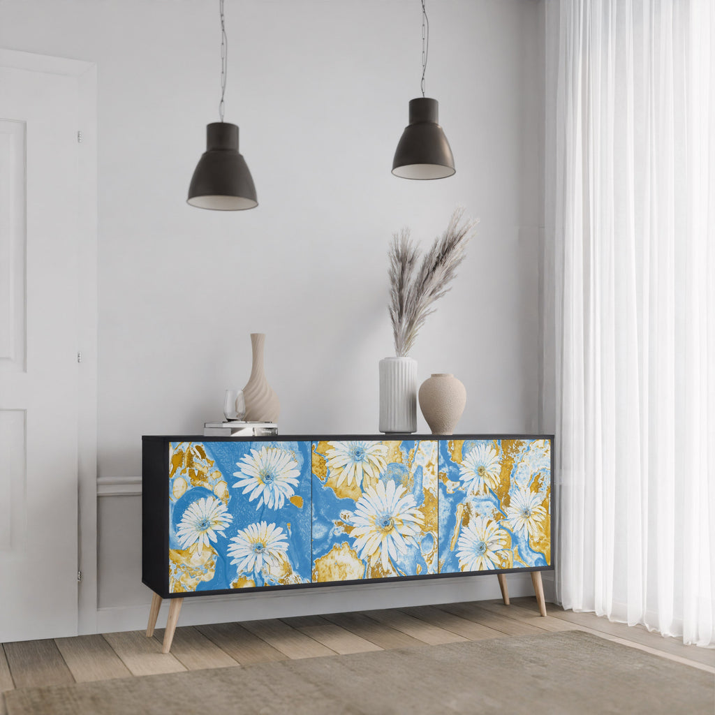 DAISY LUXE 3-Door Sideboard in Black Finish