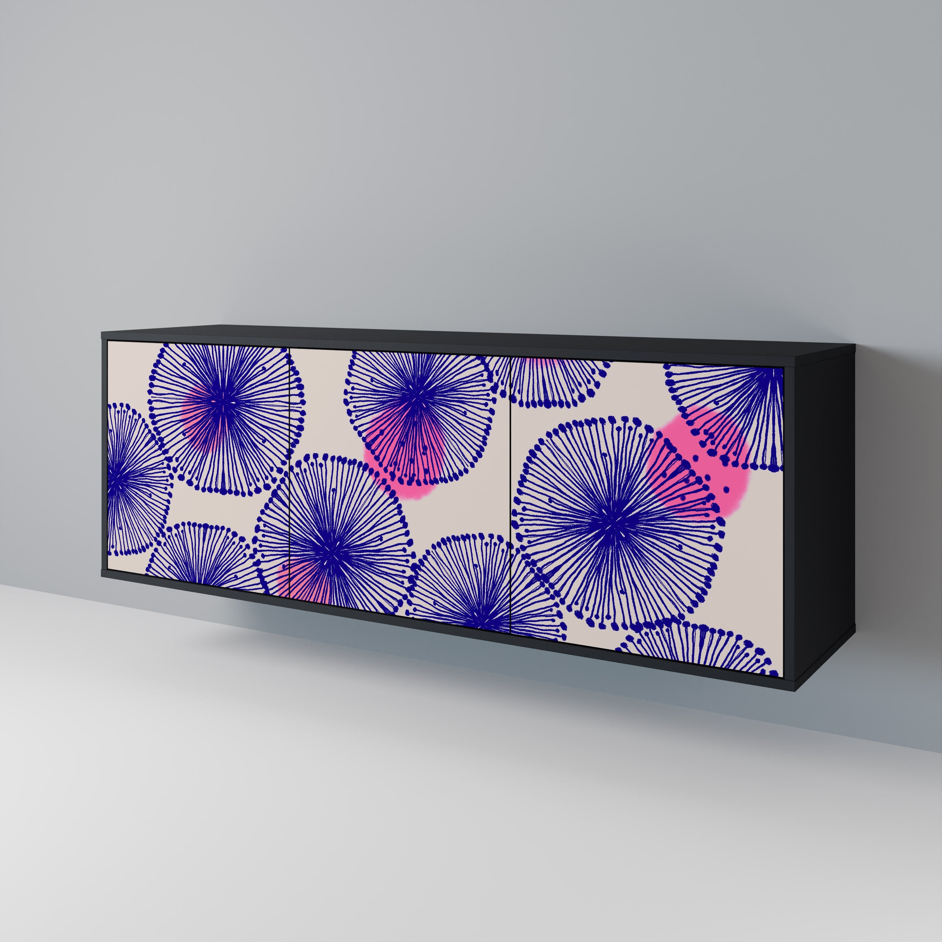 MAGIC NATURE 3-Door Sideboard in Black Finish