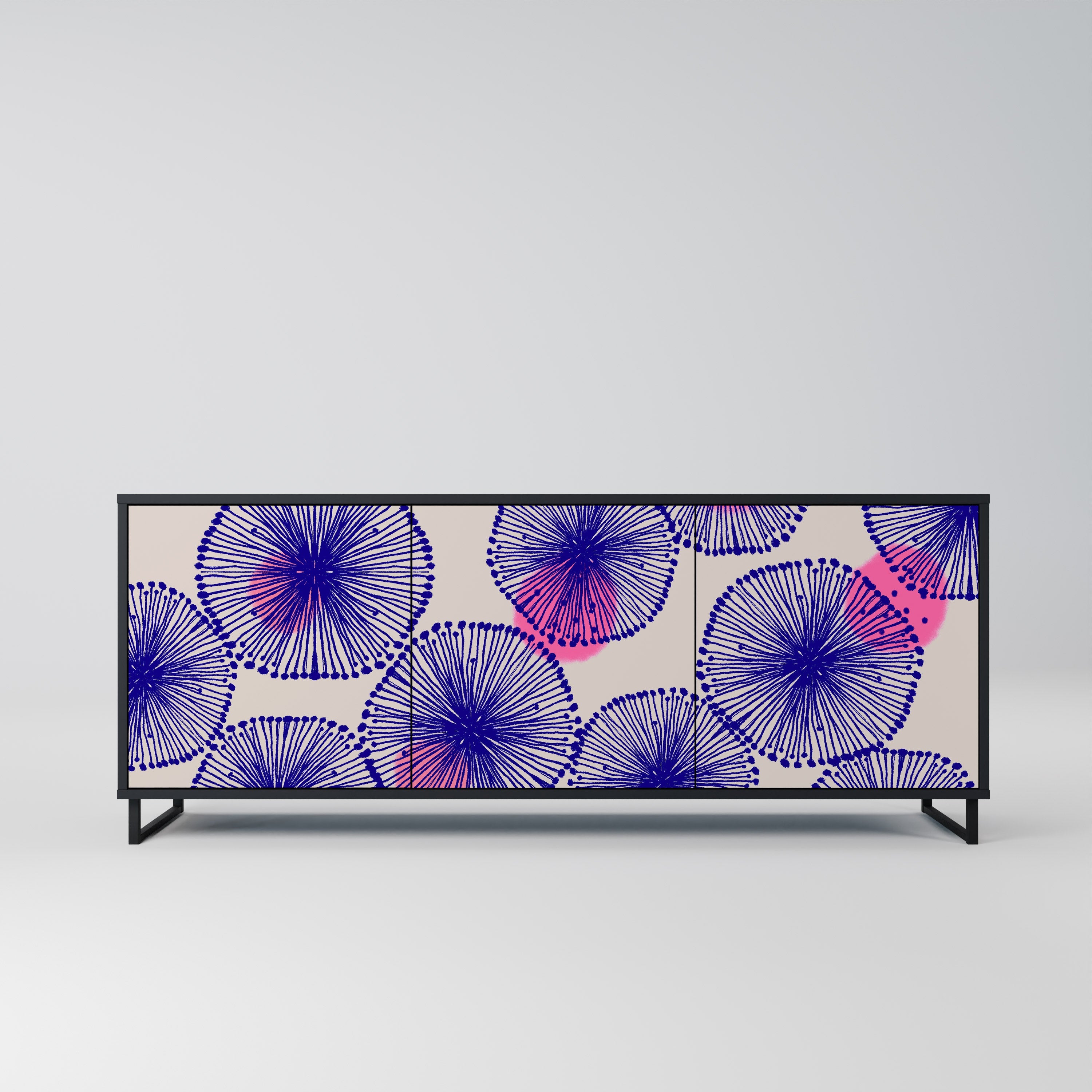 MAGIC NATURE 3-Door Sideboard in Black Finish