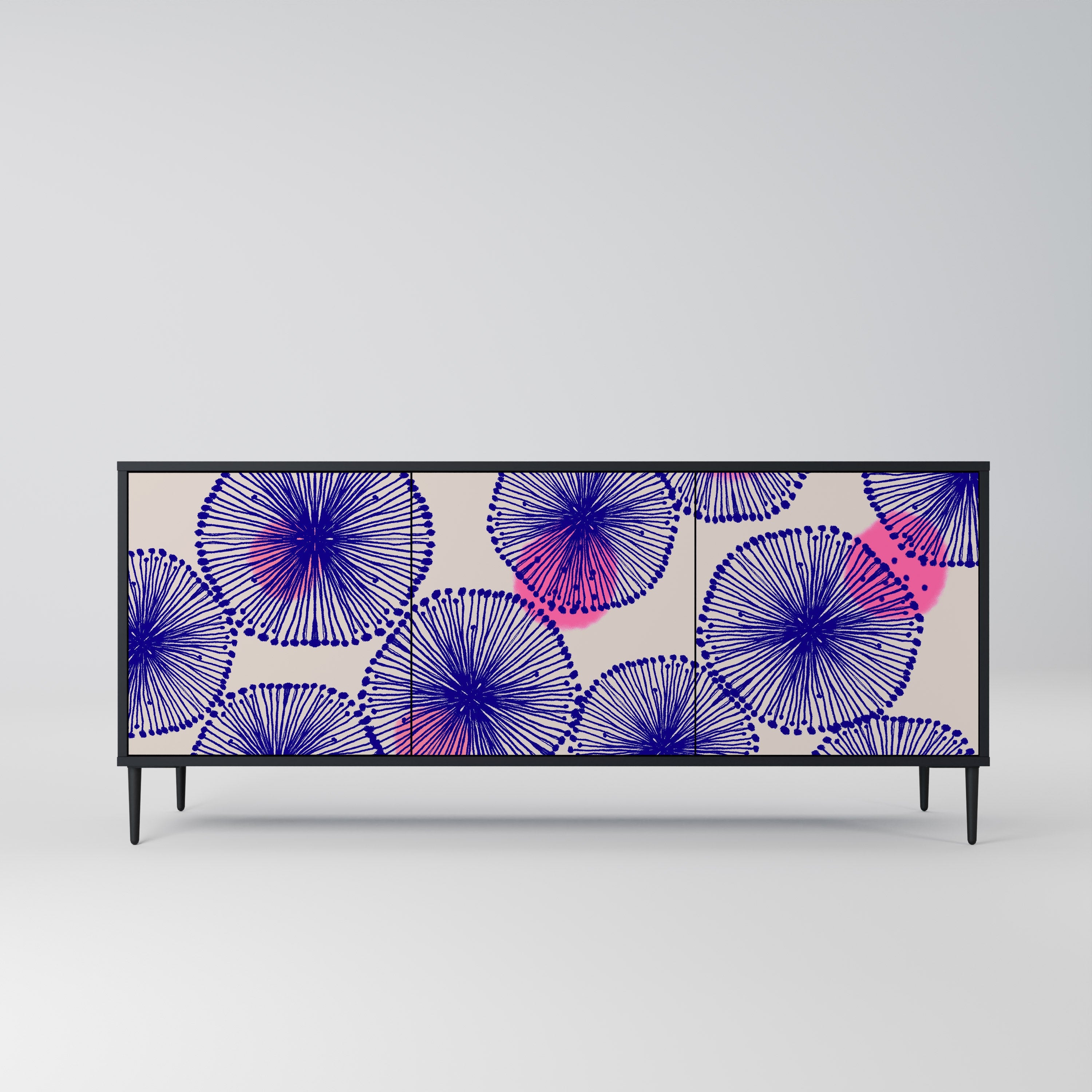 MAGIC NATURE 3-Door Sideboard in Black Finish