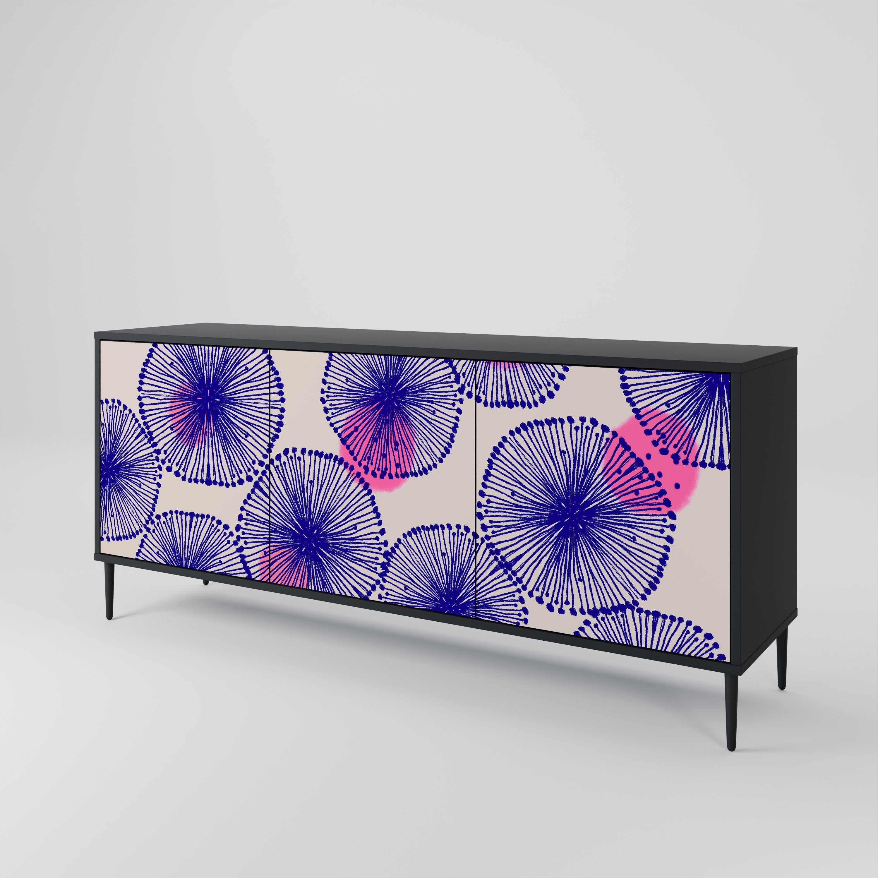 MAGIC NATURE 3-Door Sideboard in Black Finish