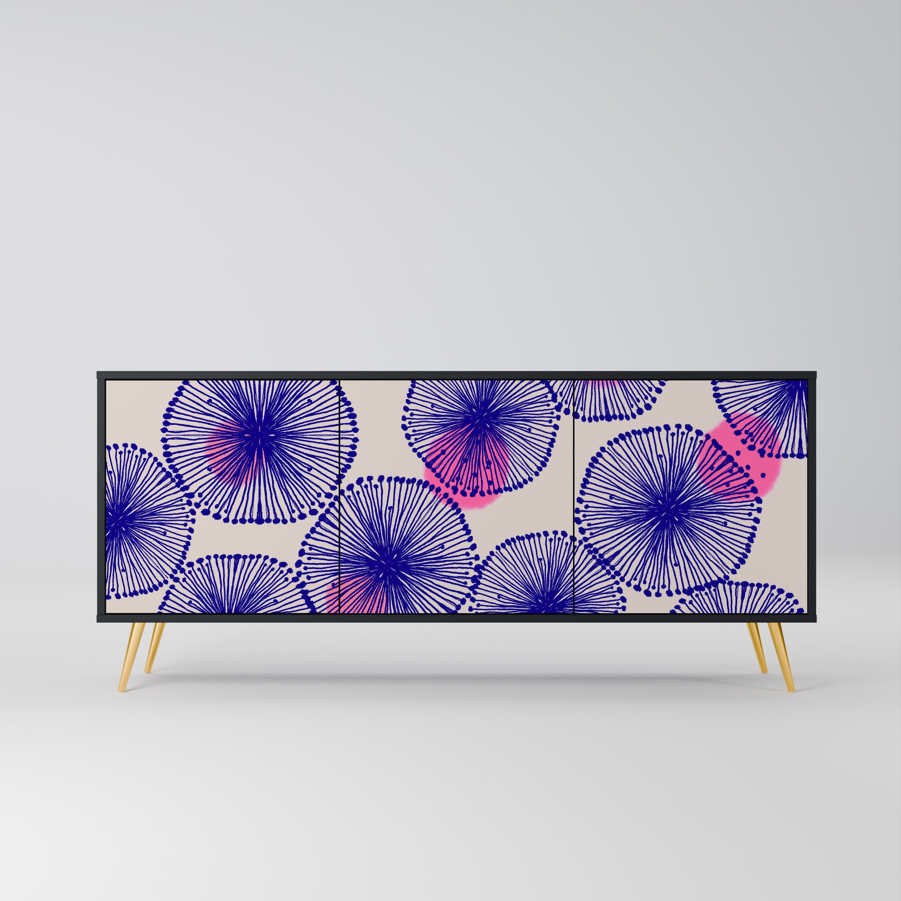 MAGIC NATURE 3-Door Sideboard in Black Finish