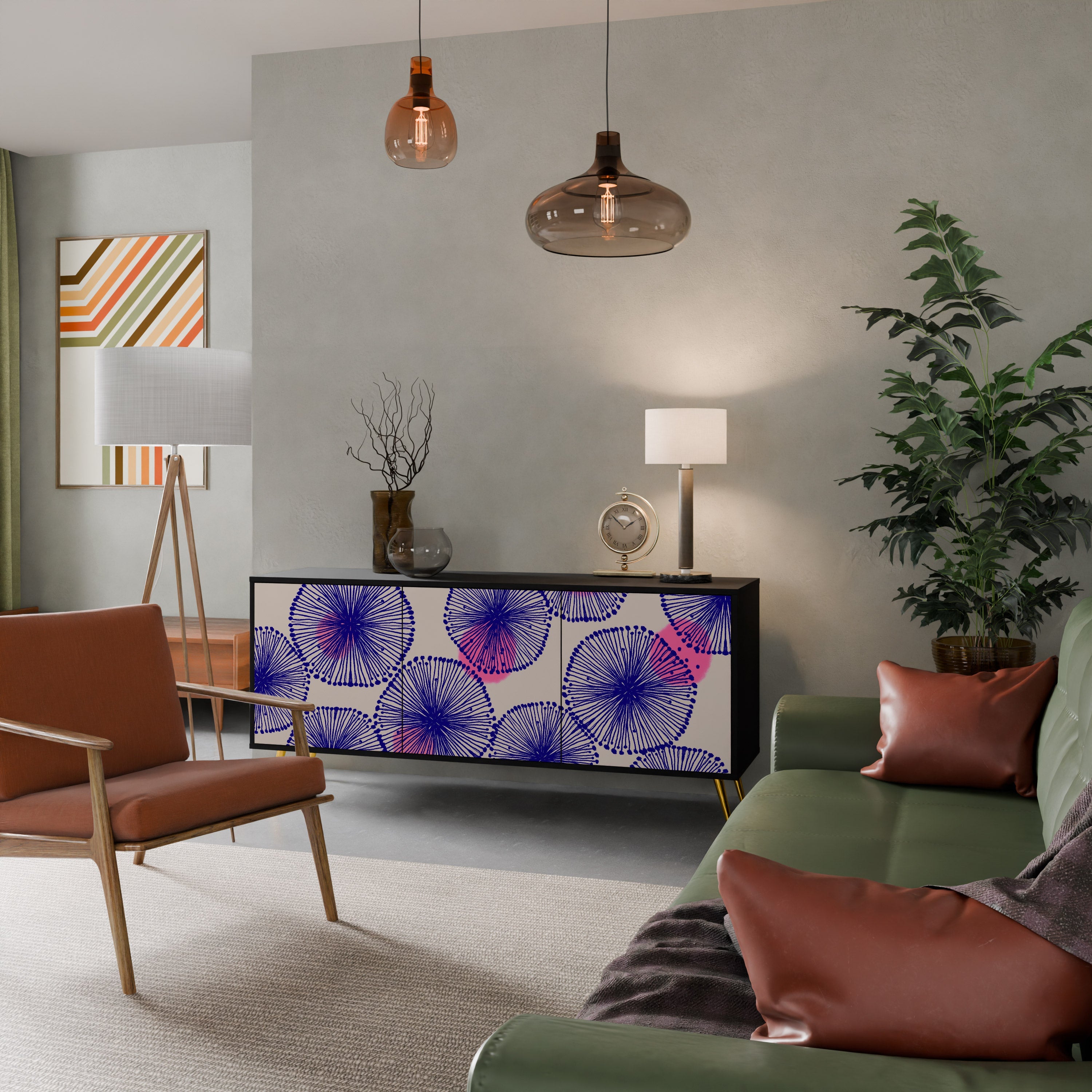 MAGIC NATURE 3-Door Sideboard in Black Finish