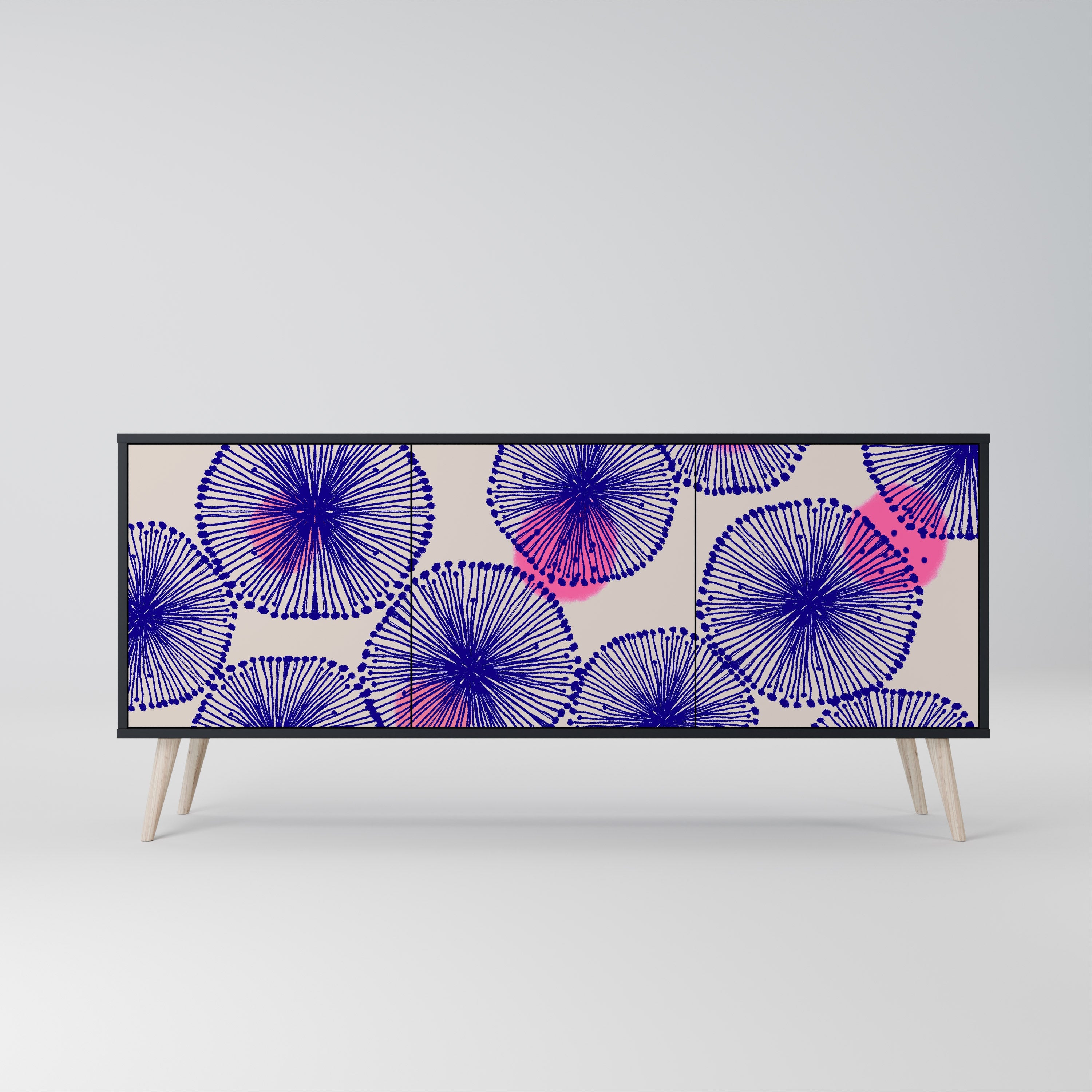 MAGIC NATURE 3-Door Sideboard in Black Finish