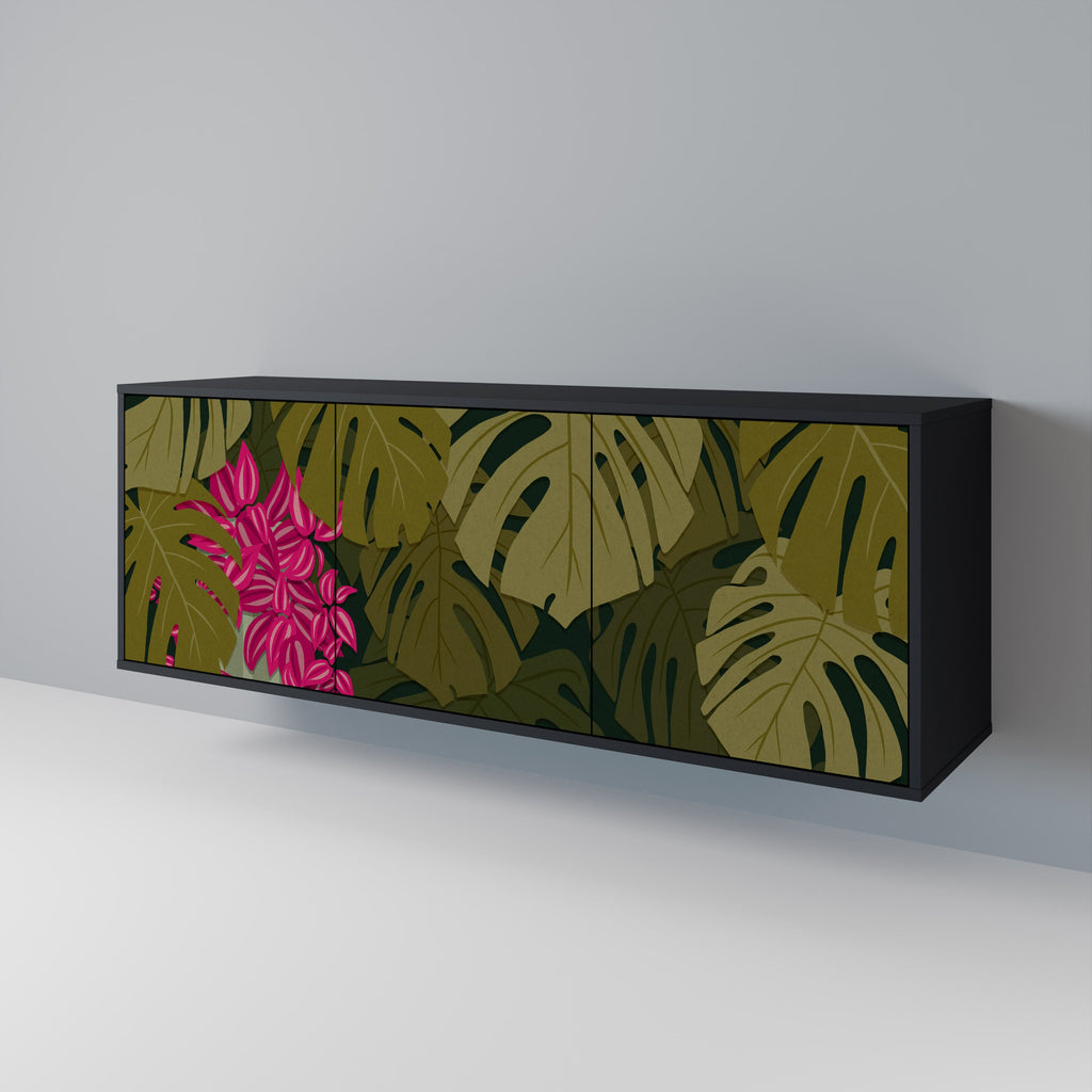 TROPICAL BEAUTY 3-Door Sideboard in Black Finish