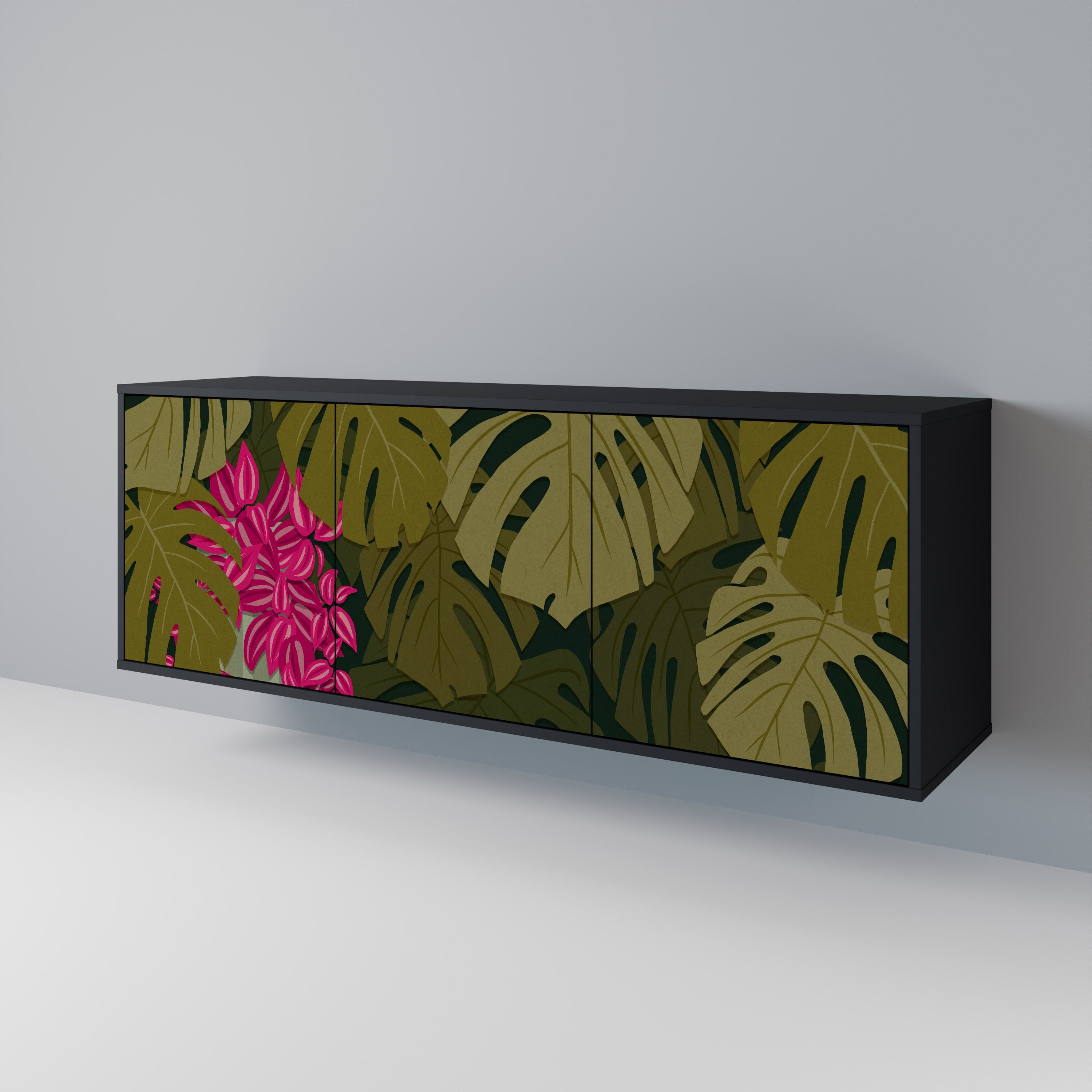 TROPICAL BEAUTY 3-Door Sideboard in Black Finish