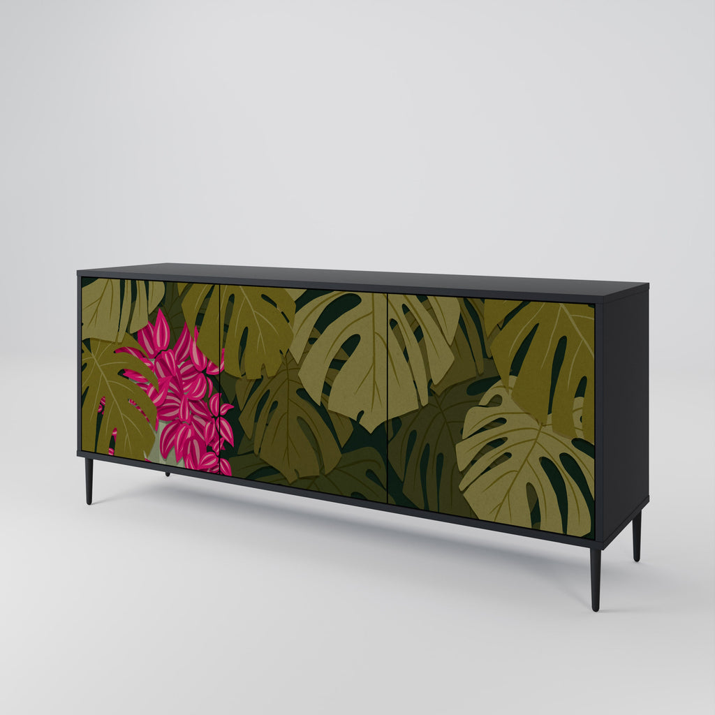TROPICAL BEAUTY 3-Door Sideboard in Black Finish