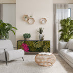 TROPICAL BEAUTY 3-Door Sideboard in Black Finish