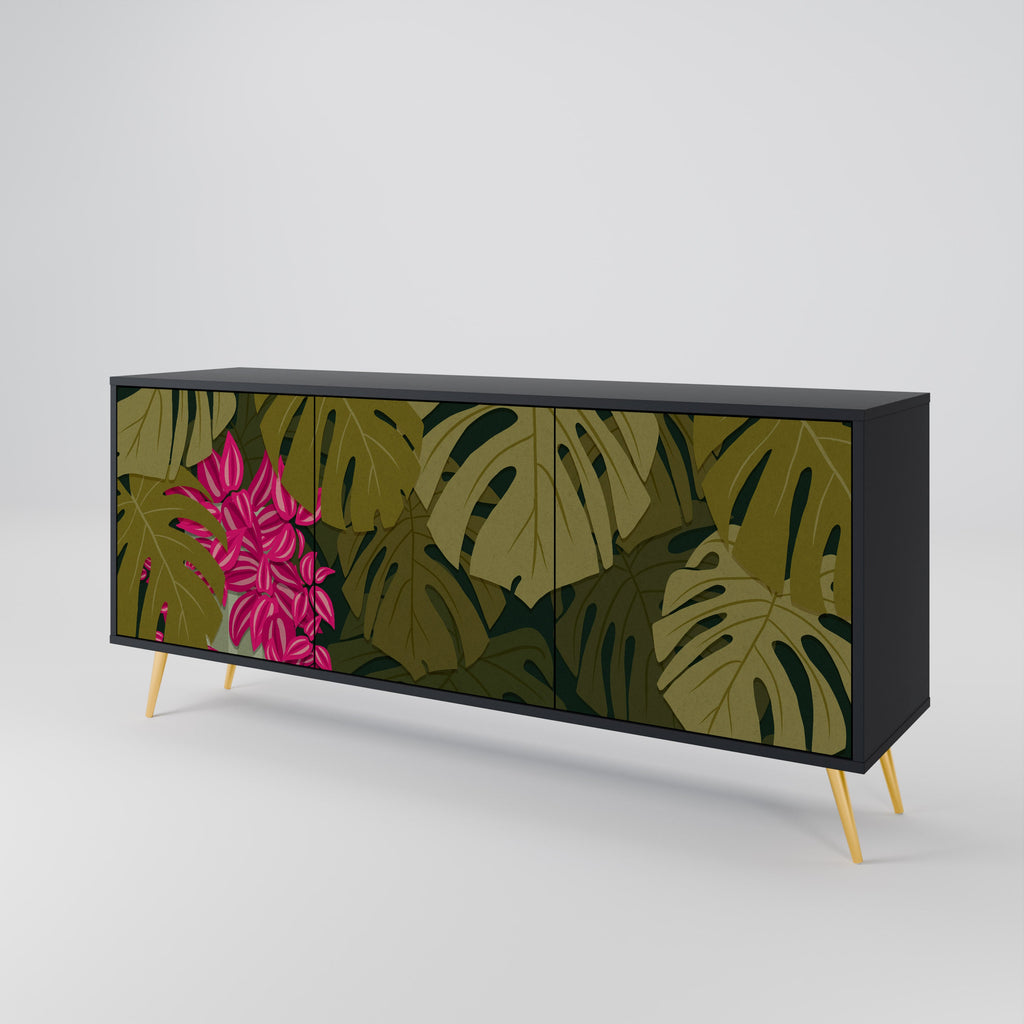 TROPICAL BEAUTY 3-Door Sideboard in Black Finish