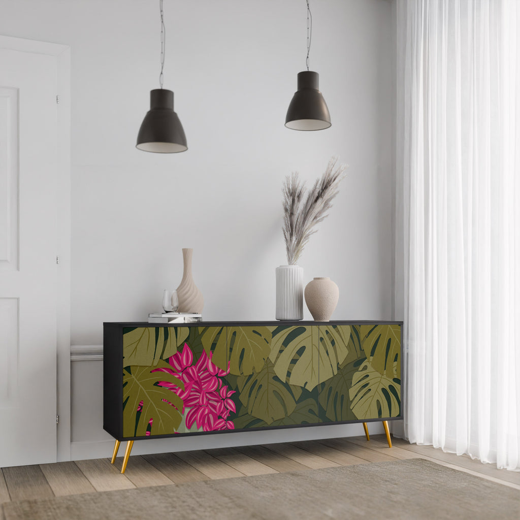 TROPICAL BEAUTY 3-Door Sideboard in Black Finish