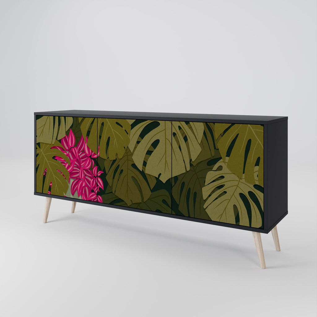 TROPICAL BEAUTY 3-Door Sideboard in Black Finish
