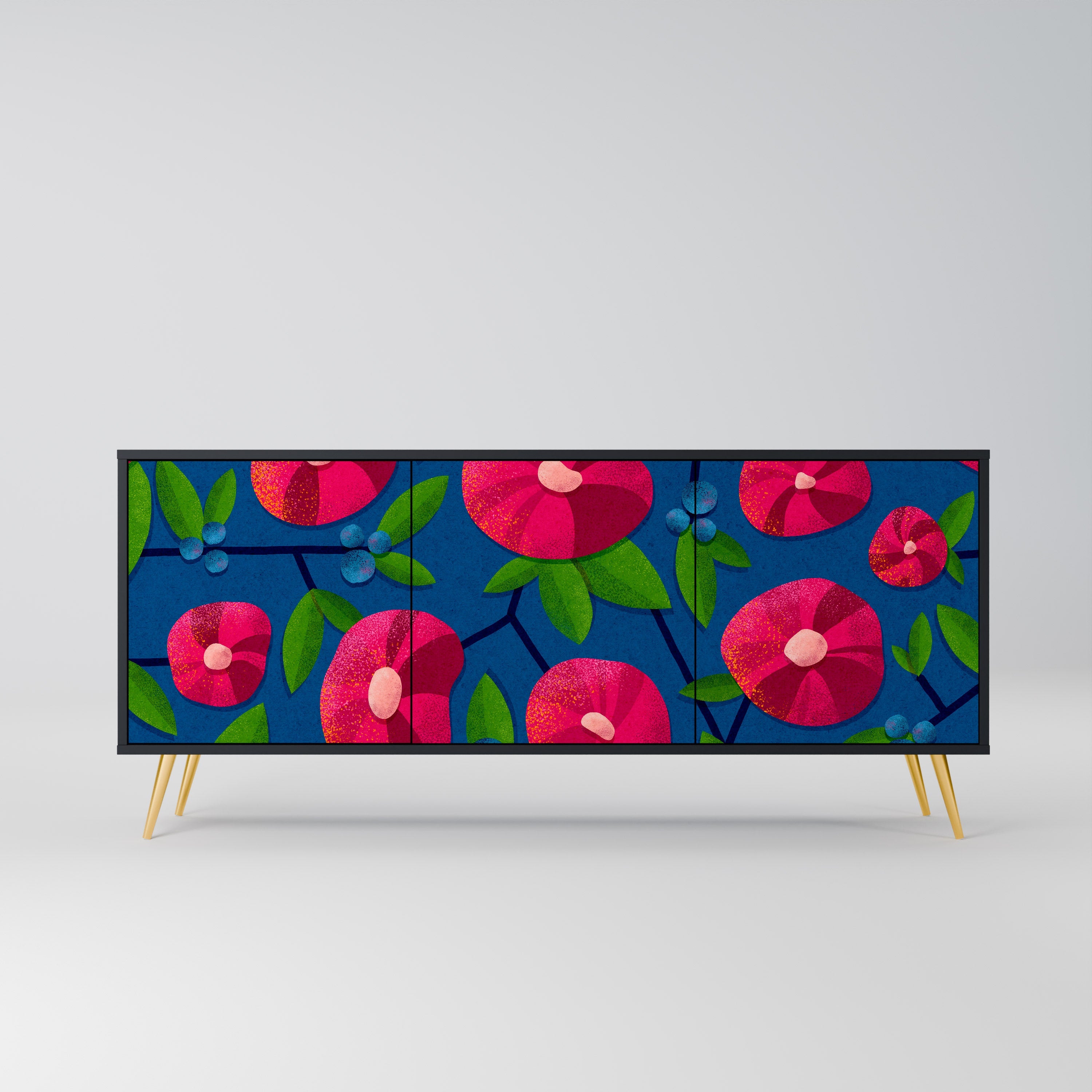 SPRING THOUGHTS Aparador de 3 Portas em Acabamento Preto