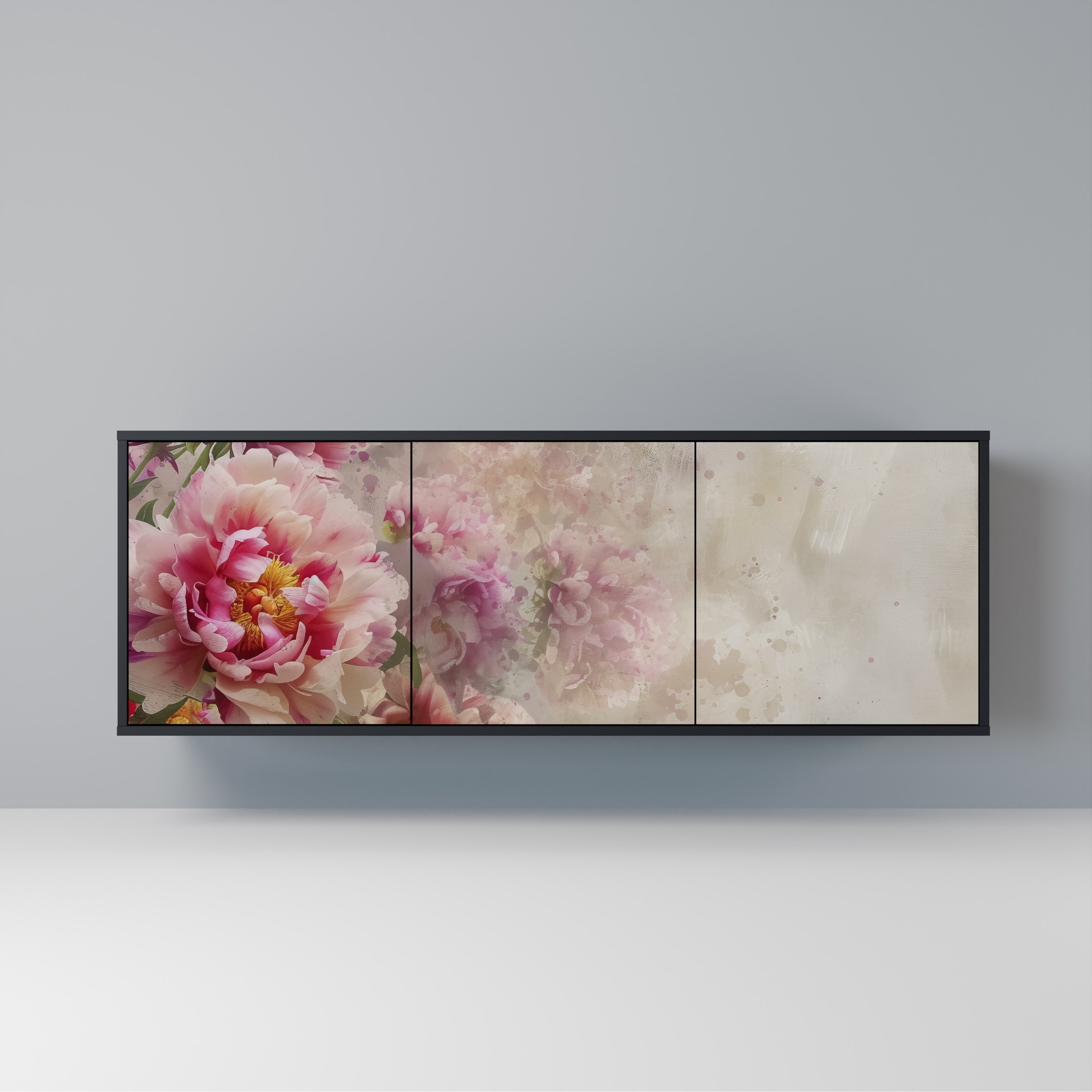 PEONY WHISPER Aparador de 3 Portas em Acabamento Preto