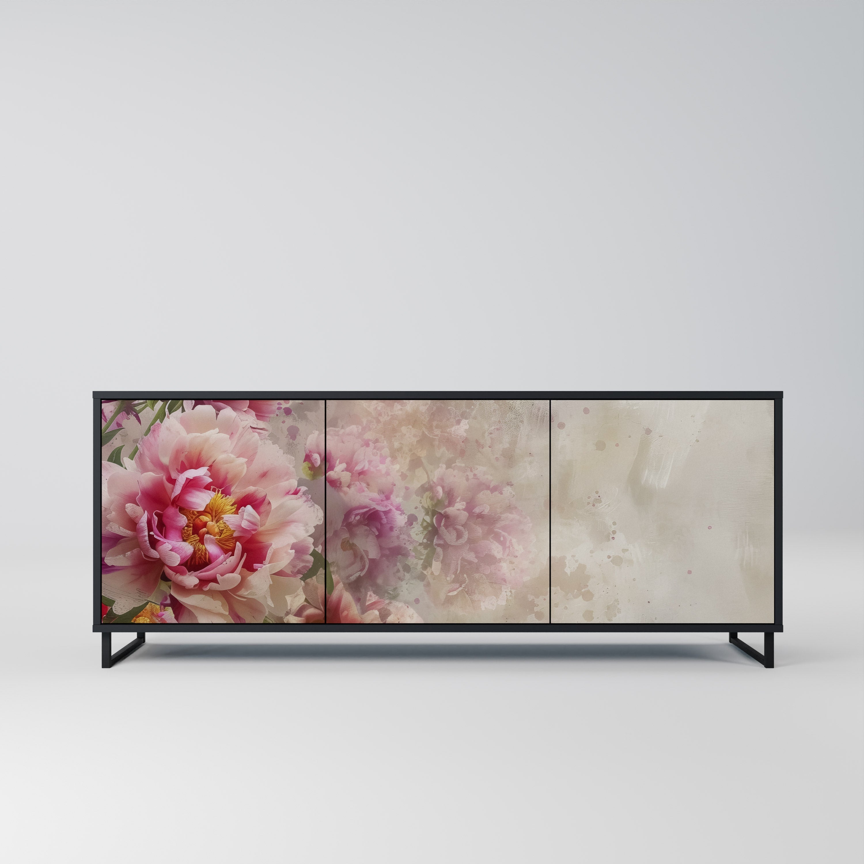 PEONY WHISPER Aparador de 3 Portas em Acabamento Preto