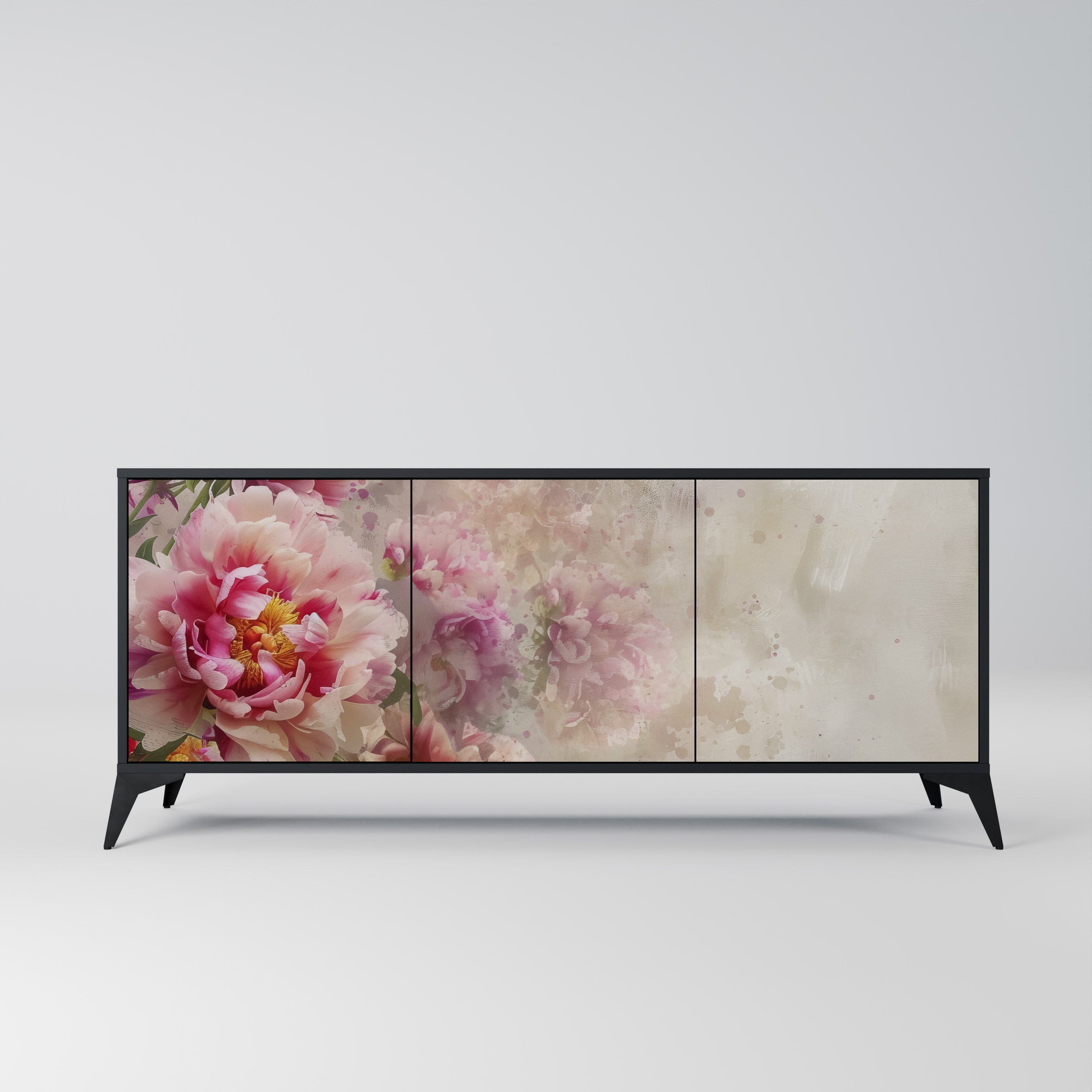 PEONY WHISPER Aparador de 3 Portas em Acabamento Preto