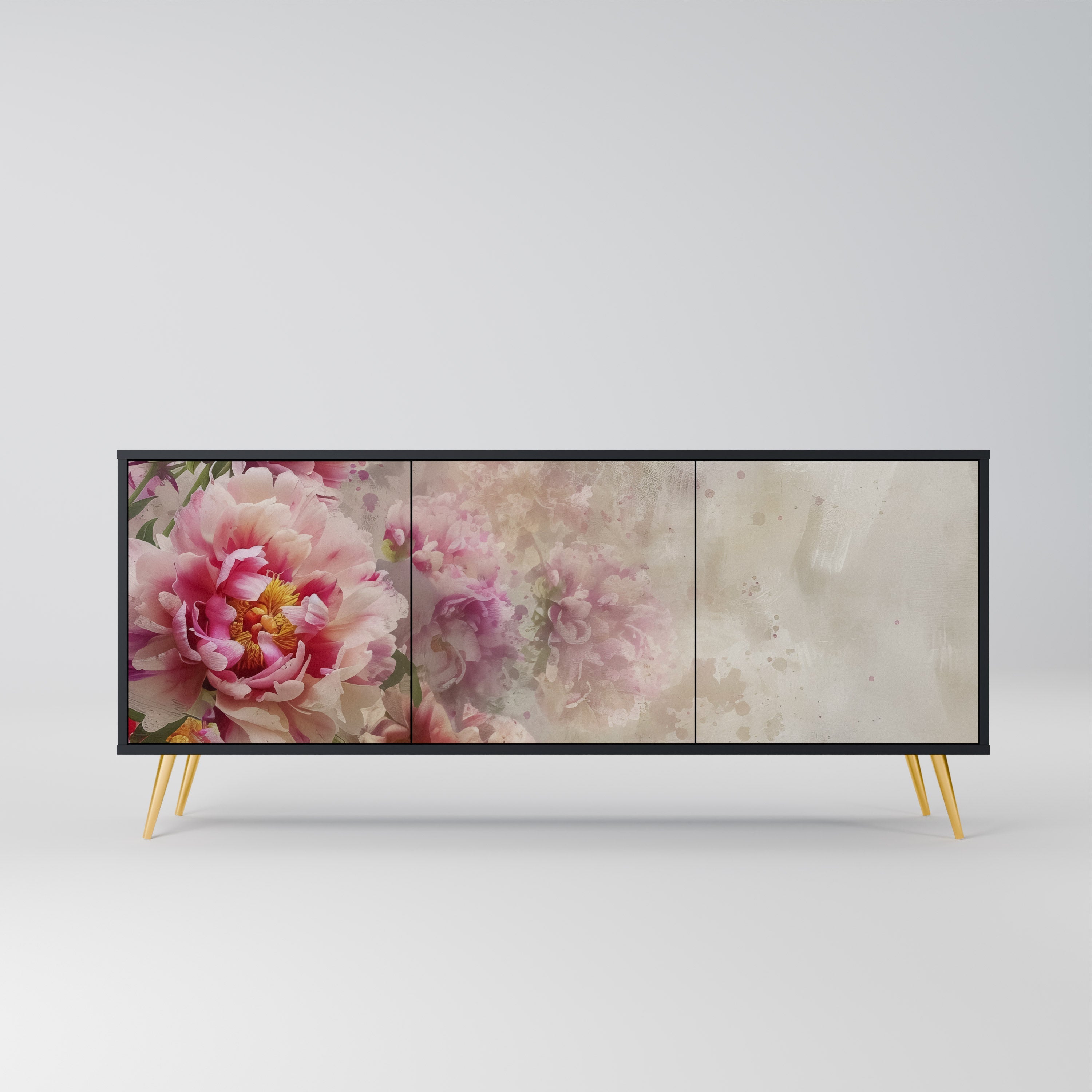 PEONY WHISPER Aparador de 3 Portas em Acabamento Preto
