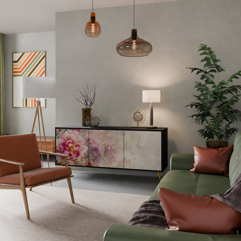 PEONY WHISPER Aparador de 3 Portas em Acabamento Preto