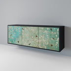 BLOOMING CHARM Aparador de 3 Portas em Acabamento Preto