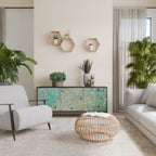 BLOOMING CHARM Aparador de 3 Portas em Acabamento Preto