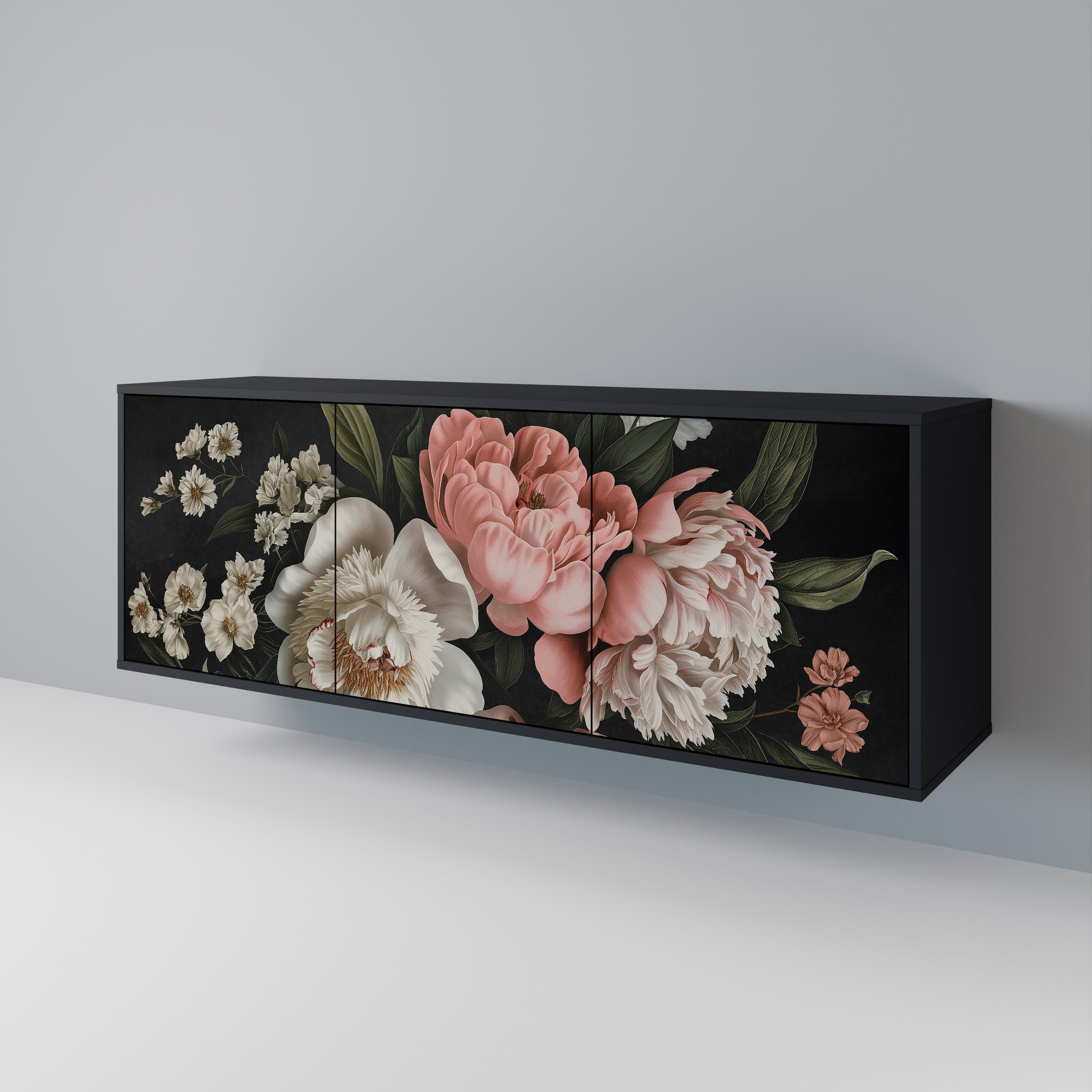 LUSH ELEGANCE 3-Door Sideboard in Black Finish