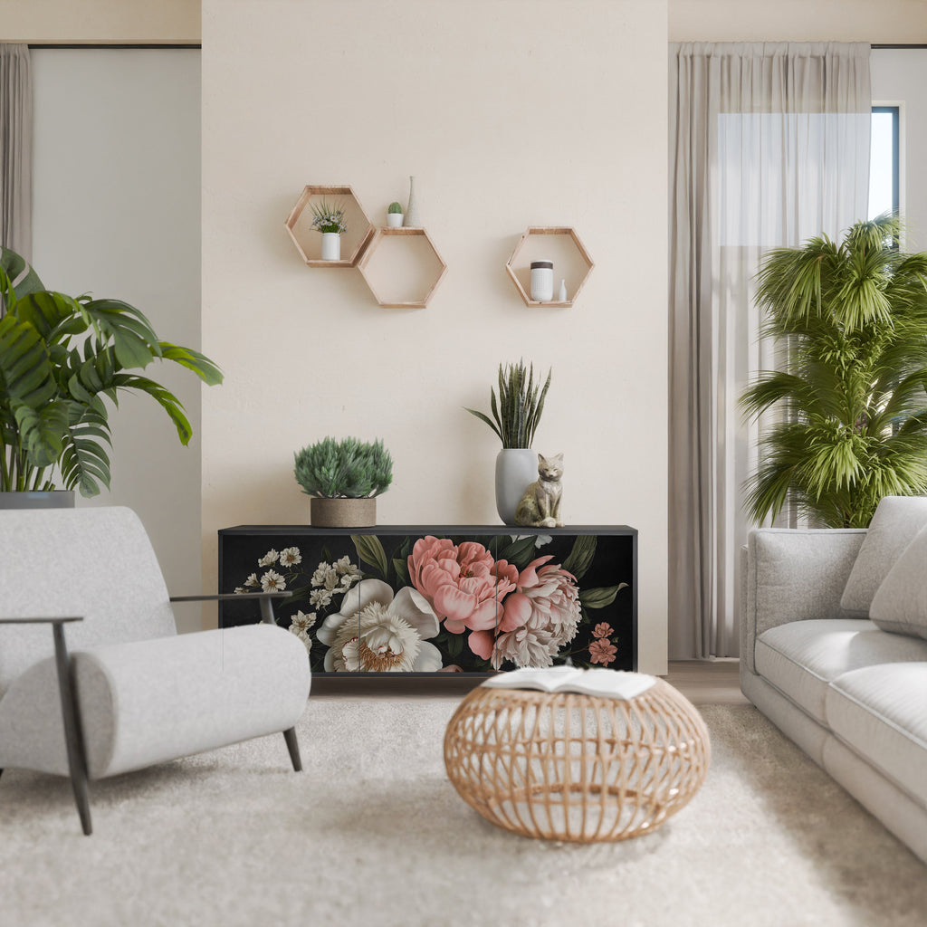 LUSH ELEGANCE 3-Door Sideboard in Black Finish
