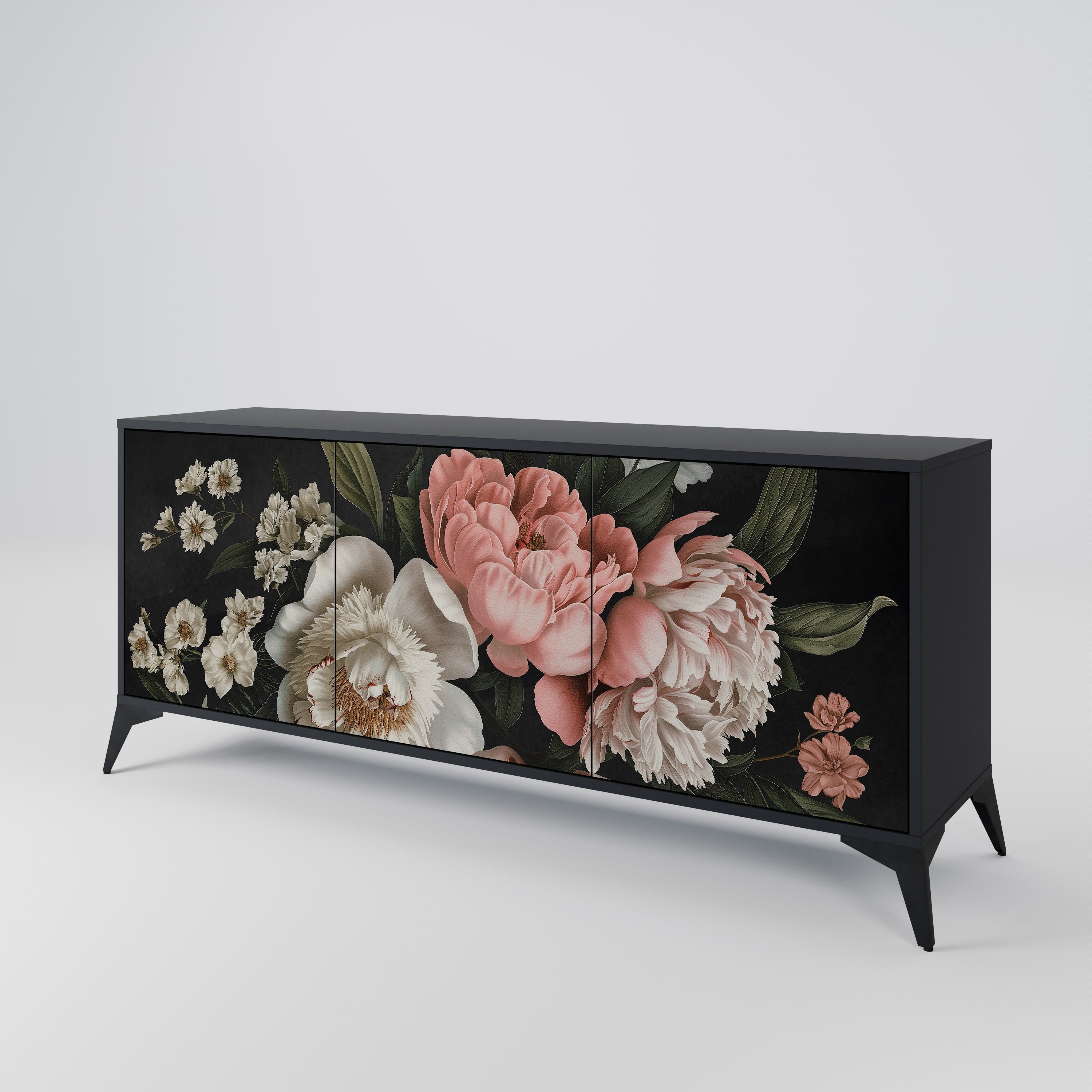 LUSH ELEGANCE 3-Door Sideboard in Black Finish