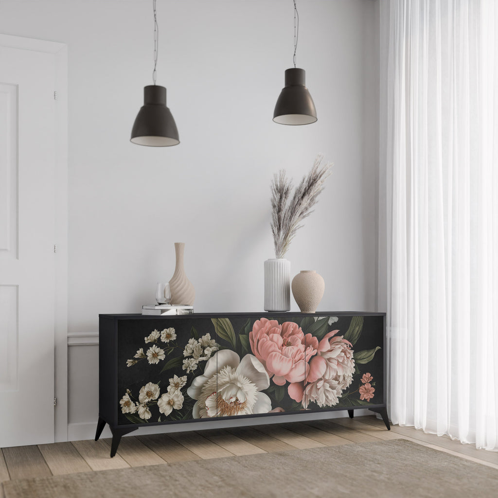 LUSH ELEGANCE 3-Door Sideboard in Black Finish
